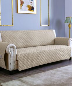 sevi's Funda Sofá 1 Plazas Impermeable e Antideslizante con Bolsillos, Cubre Sillon Orejero/Relax Reversible Antiarañazos para Mascotas, Oeko-Tex, Lavable - Beige