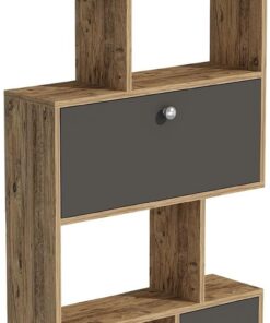 WELL HOME MOBILIARIO & DECORACIÓN Estantería Decorativa librería para SALÓN o RECIBIDOR, conglomerado recubierta melamina, en Color Pino atlántico- Antracita 168,3x75x22
