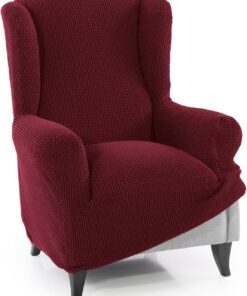 FAVERTI® Funda Super Elástica Sillón Orejero 1 Plaza 70 a 100 cm | Modelo NOVELE | Burdeos | Protector de Calidad de Tejido Jacquard Tacto algodón | Protector Sillón orejero