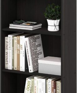 Furinno Basic Estantería Moderna De 3 Niveles con Estantes Abiertos, 24 X 55 X 100 Cm, para Salón, Dormitorio Y Oficina En Casa, Color Espresso Oscuro