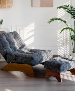 MAXYOYO Sillón de Acento con Reposapiés y Respaldo Regulable, Sillón Lounge Acolchado Modelo Moderno, Sillón Relax Cómodo para Sala de Estar, Rincón de Lectura