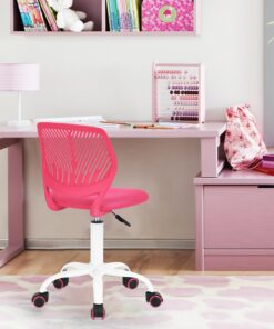 FurnitureR Silla de Escritorio, Silla giratoria ergonómica sin reposabrazos, Silla de Oficina Ajustable en Altura con Ruedas, cómoda Silla de Trabajo para Oficina en casa, Dormitorio y Estudio