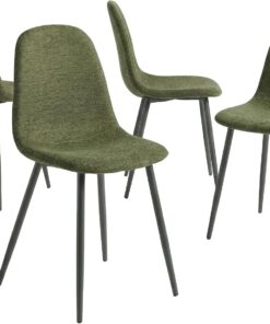 MEUBLE Cosy Juego de 4 Sillas de Comedor Escandinavo Silla de Cocina Tapizado en Tela con Patas Metálicas, Carga 120 kg Cada Una, Verde
