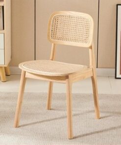 Sillas de Comedor de ratán sin Brazos, sillas Laterales Retro con Patas de Madera, Asiento y Respaldo de ratán, Silla de Ocio para balcón, Comedor (Madera Negra)