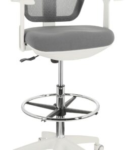 hjh OFFICE Silla de Trabajo Silla de Oficina Taburete Giratorio Top Work 108 Tela Malla Reposapiés Regulable en Altura Blanco
