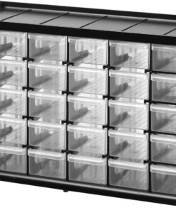 STANLEY Organizador de 5 niveles de 30 cajones, Marco de polipropileno de densidad, Cajones blandos transparentes, Apilable, 36.5 x 15.5 x 22.5 cm, 1-93-980