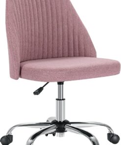 Silla de Oficina sin Brazos, Bonita Silla de Escritorio, sillas de Escritorio de Tela Moderna con Ruedas, Silla giratoria Ajustable para computadora para Espacios pequeños