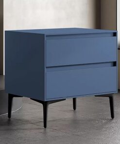 Mesitas de Noche Dormitorio con Cajones, Cómoda de Noche de Madera, Mesa Auxiliar de Cama De Almacenamiento, Moderna Mesitas Noche Altas, Casillero Pequeño, Acabado en Cuero (Color : Blue