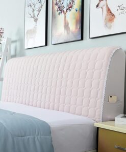 Funda para Cabecero,Terciopelo Cubierta de Cabecera Elástica(Pink,220 cm/86.6 in)