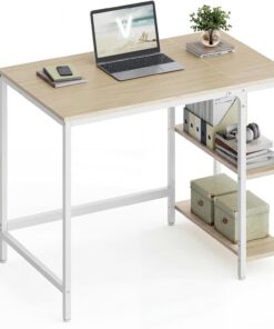 VASAGLE Escritorio, Mesa de Trabajo, Estilo Moderno, para Estudio Dormitorio Salón Oficina, 100 x 50 x 76 cm, Beige Natural y Blanco Perla LWD046L01