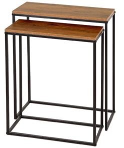 AKTIVE MAX Home Set 2 mesas auxiliares de Nido, 50x25x60 cm, Mesita Cuadrada, Decoración para salón, Comedor, Oficina, Madera, Estructura metálica Negra, Estilo Industrial (18509)