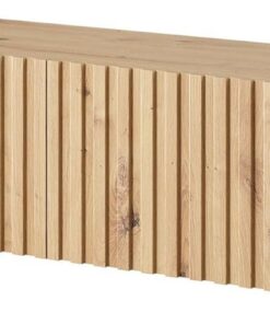 Selsey Telire - Mueble de TV Colgante - Roble Artesano con Frente de Lamas - 140 cm