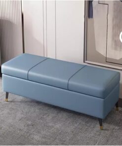 Este Elegante Banco de Almacenamiento de Piel sintética para recibidor y Dormitorio, otomana de 80 cm con Amplio Espacio de Almacenamiento, Patas metálicas, reposapiés y Asiento Ideal, Color