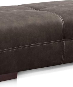 Cavadore Big sofá Mave Ricco/Big sofá en diseño Moderno en imitación de Piel/Incluye Cojines y/287 x 69 x 108 cm (BxHxT)/Microfibra Antracita, Microfibra, Gris, Hocker