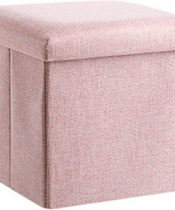 Plegable Otomana, Hogar Lino Reposapiés Cubo Caja De Almacenamiento Banco De Zapatos Reposapiés Adecuado para Dormitorio Pasillo Sala De Estar-30x30x30cm(12x12x12pulgada)-D