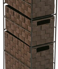 Versa Mannheim Mueble para el Baño Auxiliar, Cajonera con 3 cajones para organizar, Almacenaje Moderno y Divertido, Medidas (Al x L x An) 57 x 28 x 15,5 cm, Metal y Nylon, Color Marrón