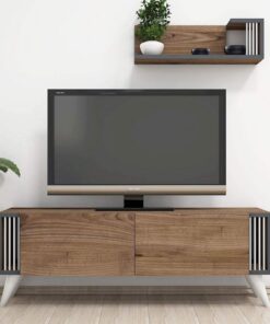 MINAR by Homemania Puerto TV, Mueble para la televisión Negro, Nuez