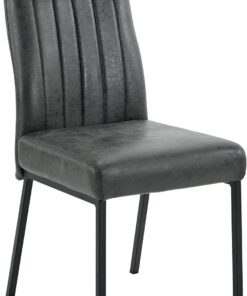 Hela Tische, Silla de Comedor Catania, Funda de Microfibra Antracita, Aspecto Vintage, Asiento cómodo, Cesta con muelles, Tubo Redondo, Patas de Metal, soporta 140 kg