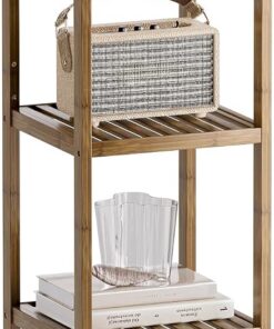 SMIBUY Estante de Almacenamiento para el baño, Organizador de estantería de bambú de 5 Niveles, Unidad de estantería Multifuncional para la Sala de Estar, el Dormitorio y la Cocina (Nuez)