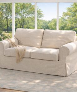 HomeTown Market Funda de sofá de Tela Duradera de Repuesto Compatible con sofá IKEA Ektorp Loveseat Cover. Solo Funda. Sofá no Incluido. (Sofá Biplaza Poliéster Beige)