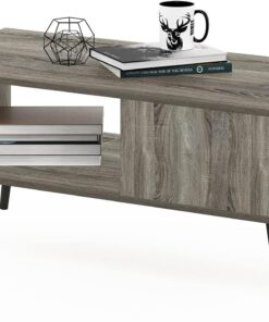 Furinno Claude Mesa Baja Mid Century con Patas de Madera, Engineered Wood, Roble Francés, 50.01 (D) x 100.00 (W) x 45.01 (H) cm