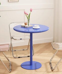 Mesa de Comedor Redonda Mesa de cóctel de Metal Azul de Altura Mesa de Pub bistró mesas Altas fáciles de Montar para Restaurante cafetería Bar Comedor Cocina Mesa de Trabajo Mesa de