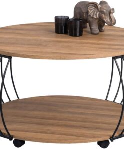 M2 Kollektion Beking 2 Mesa de Centro de Madera MDF, Altura 47 cm, diámetro 80 cm