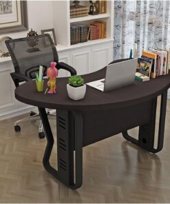 Escritorio para Ordenador Inicio Pc Mesa Boss Desk Escritorio de Oficina Crescent ARC Mesa de tendero Individual Escritorio Gaming(Negro,160x103x75cm)