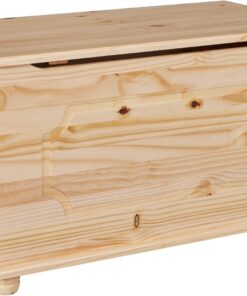 Inter Link - Baúl de madera maciza - Baúl de madera - Baúl de almacenaje - Banco de almacenaje con tapa abatible - Lacado natural - Emel