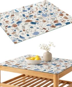 Tapa para Mesa de Centro 100x70 cm | Rectangular | Bordes Pulidos | Mosaico de piedra | con Impresión Decorativa | Vetro Temperato | para la Cocina y Salón | Pies Antideslizantes