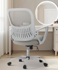 Sweetcrispy Silla de Oficina, Mesa de Ordenador, Silla ejecutiva gerencial, Silla de Ruedas ergonómica de Malla con Ruedas, cómodo Soporte Lumbar, reposabrazos cómodos para el hogar, Dormitorio,