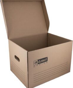 D.RECT Caja Archivador Documentos - Archivadores Oficina de Tapa 6 Piezas - Cajas de Almacenaje Carton 431x333x294mm - Archivador Documentos, Marrón