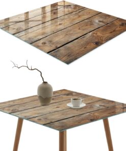 Tapa para Mesa de Centro 50x50 cm | Cuadrado | Multiusos | Bordes Pulidos | Textura de madera | Vetro Temperato | Pies Antideslizantes | con Impresión Decorativa | para la Cocina y Salón