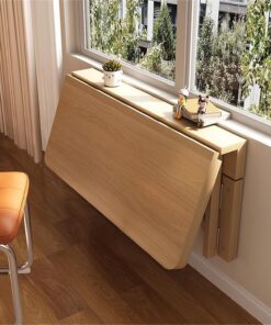 Mesa de comedor plegable de madera maciza, diseño que ahorra espacio para cocina, comedor o restaurante, 60 x 100 cm, práctica y versátil