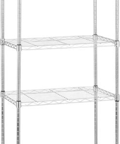 Amazon Basics Unidad de almacenamiento estrecha de 5 baldas con estantes ajustables en altura y patas niveladoras, peso máximo de 453 kg, Cromado, 34 cm x 58.9 cm x 152.5 cm (D x W x H)
