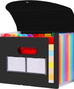 Diboniur Carpeta Acordeón A4 Carpeta Clasificadora, Expandible Archivos Organizador de 12 Bolsillos, Portátil Carpeta Separadores Documentos Archivadores para Oficina Escuela (Negro)