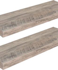 HOOBRO Estante Flotante, Juego de 2 Estantes de Pared, Repisa para Colgar con Soportes Invisibles de 60 cm, para Cuarto de Baño, Dormitorio, Aseo, Cocina, Oficina, Beige EBG60BJ01G1