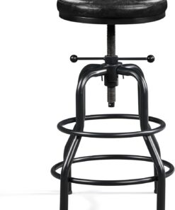 Yaheetech Taburete Industrial Vintage de Bar Silla de Comedor Negro | Taburete de Bar, Mueble Cocina, Metal Redondo Taburete de Altura de Mostrador para Salón, Bar, Cafetería y Bistro