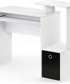 Furinno Econ Multipurpose Home Office Escritorio, Tabla de Madera aglomerada, Blanco/Negro, 40.01 x 40.01 x 86.61 cm