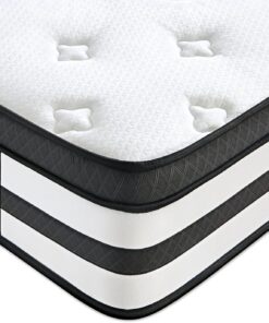 Inofia Sleep Colchón doble de 100 cm, colchón de espuma viscoelástica, colchón híbrido de 25 cm en una caja, muelles de bolsillo | Firma media, prueba de 100 noches sin riesgo (135 x 190 cm)