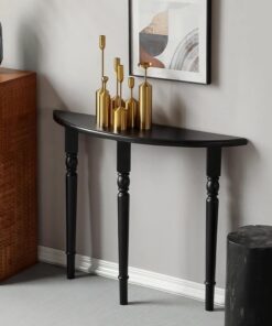 SEIFE Mesa Consola de Media Luna,Mesa Decorativa semicircular de Madera Maciza(Black,70x25x90cm)