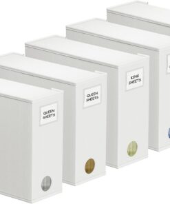 SpaceAid Paquete de 5 organizadores de sábanas y almacenamiento, organizador de sábanas plegable para armario de lino, juego de sábanas con ventana XL (tamaño Queen y King), contenedor organizador de