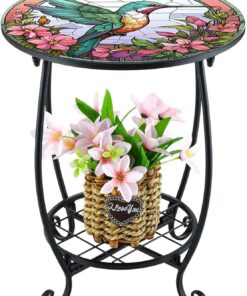 Mesa para exteriores Escritorio Metálico con Estampado de Animales | Mesa auxiliar de patio para Terraza Exterior, Balcón, Jardín, Patio, Salón, Dormitorio y Plantas