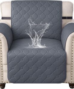 Ystyle Impermeable Funda Cubre Sofa 1 Plaza, Funda Sillon Antiarañazos, Antideslizante, con Bolsillos Lateral, Anti Gatos Arañazo Y Perros Mascotas, Antimanchas Lavables, Gris Oscuro