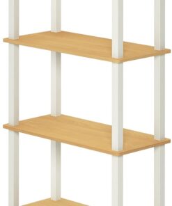 Furinno Estantes sin herramientas Haya/Blanco Tubería rectangular