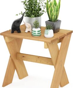 Furinno Tioman - Mesita auxiliar de exterior para plantas, madera de pino maciza