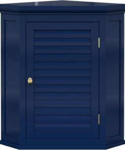 Teamson Home Armario Esquinero de Pared Glancy Azul Marino Puerta Persiana