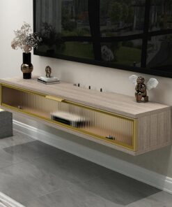 Mueble TV flotante con cajones Mueble tv suspendido, Mueble tv salon consola de TV flotante de pared mueble de TV moderno de pared adecuado para sala de estar y dormitorio.(Light brown,120x24x18CM/47.