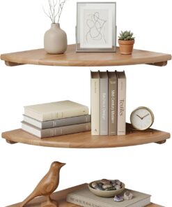 Relaxdays estantería esquinera 3×30×30 cm, Nogal, salón, decoración, Carga 5 kg, Colgante, Natural