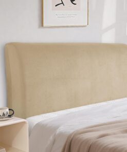 Terciopelo Funda Cabecero Cama, Protector De Cabecero De Cama A Prueba De Polvo, Desenfundable, Universales, Elástico, Tejido Suave, Decoración del Dormitorio(150cm, Camello)